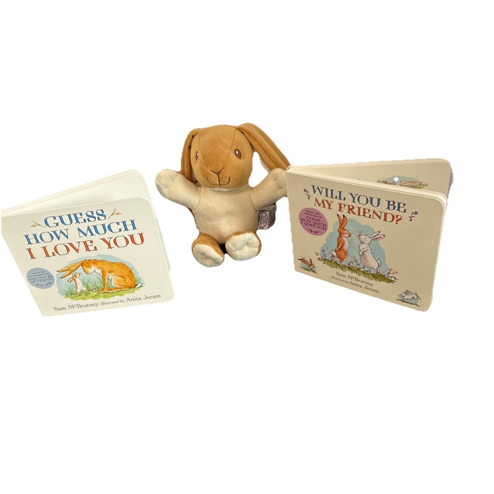 Guess How Much I Love You & Will You Be My Friend Books & Nutbrown Hare Plush 8"